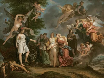 France triumphant encouraging the Sciences and the Arts during the war, 1794