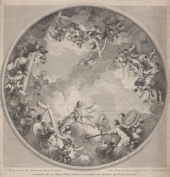 Saint Louis presenting his sword to Christ, after a ceiling design, 1755-90