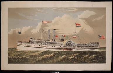 American paddle steamer City of Worcester Norwich Line for Boston via New London and Norwich