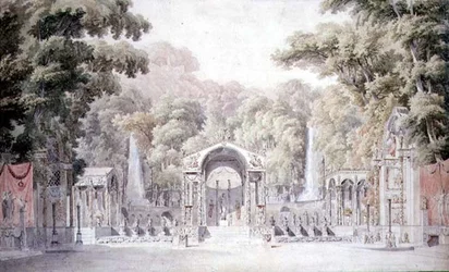 Design for a Stage Set with a Temple of Venus in a Wooded Garden for Gretry