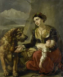 A Saint Bernard Dog Comes to the Aid of a Lost Woman with a Sick Child