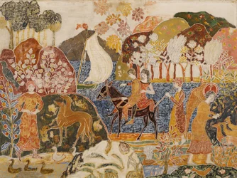 Two Figures on a Mule