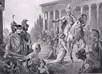 Alexander at the Sack of Thebes in 335 BC, Illustration from 
