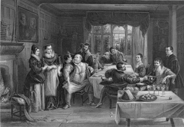 Falstaff and his Friends, engraved by William Greatbach (engraving)