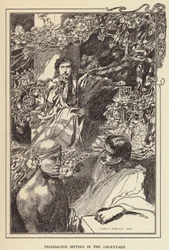 Telemachus sitting in the courtyard