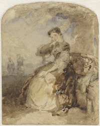 Lady Sitting on a Bench Under a Tree, Holding a Book