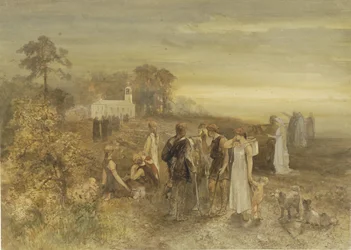 Monks Heading to a Church, Watched by a Group of Germans