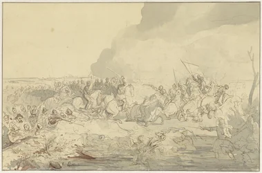 Battle Between Cavalry and Infantry in 16th-Century Attire