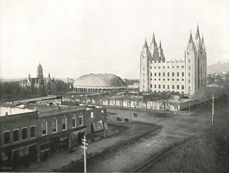 The Assembly Hall, Tabernacle and Mormon Temple, Salt Lake City, USA, 1895