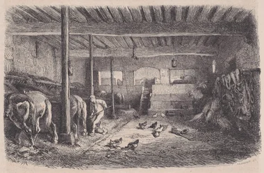 A Stable, from Magasin Pittoresque, ca. 1852