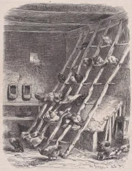 Visit to a Farm - The Roost, from Le Magasin Pittoresque, ca. 1852