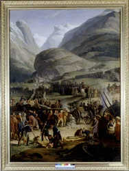 The French army in the village of Saint Pierre for the crossing of the Saint Bernard pass
