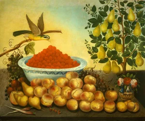 Still Life: Fruit, Bird, and Dwarf Pear Tree
