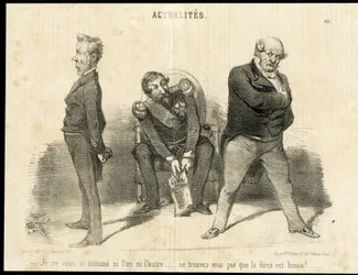 Illustration by Charles Vernier in Le Charivari - President of the Republic, Ministry, Armchair (symbol of power) - Napoleon III, Barrot Odilon, Minister, Faucher Leon