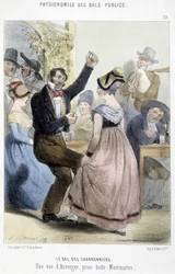 Popular ball in Paris: the ball of the Charbonniers or a view of Auvergne taken from Montmartre