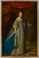 Portrait of a woman, full-length, traditionally identified as Henrietta Maria, Queen of England