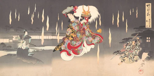 Scene of Foxfire Kitsunebi from the Play Honcho Nijushiko, 1898