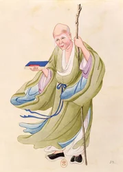 An old Chinese man, illustration from an album of mythological Chinese persons