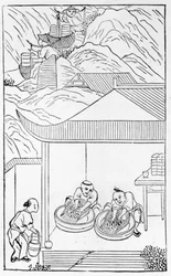 Collecting and washing the blue enamel for colouring, from a series of illustrations on the manufacture of china