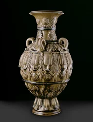 Greenware Jar with Moulded Decorations, Yue Kiln-site, Six Dynasties Period