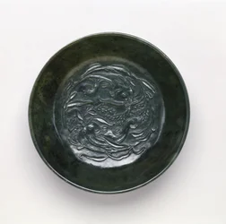Marriage bowl with two wa wa fish holding millet branches in their mouths