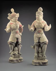 Pair of Lokapala figures, Tang Dynasty