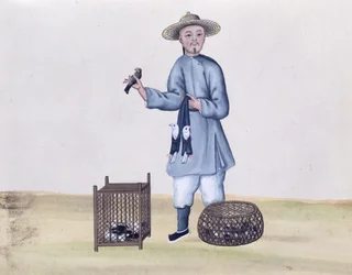 The Pigeon Seller, from a book on the street calls of Peking, c.1785