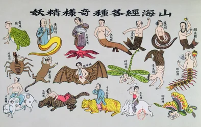 Various reincarnations of the soul in animal forms, reproduced in Recherche sur les superstitions en Chine by Father Henri Doré and published in 1911