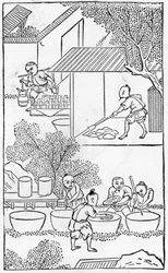 Washing the clay, from a series of illustrations on the manufacture of china