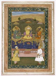 The Emperors Akbar, Jahangir, and Shah Jahan with Their Ministers and Prince Dara Shikoh