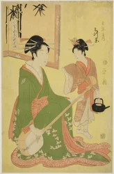 Beauties Parodying the Seven Sages - A Selection of Younger Courtesans: Mitsuito of the Hyogoya
