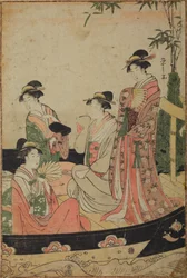 Four women in a boat during a New Year