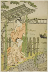 Gathering at a Teahouse on the Bank of the Sumida River