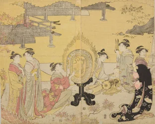 Group of Women with Musical Instruments, from the series Furyu yatsushi Genji