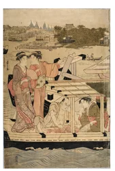 Part of a Horizontal Pentaptych of Sumida River Scene