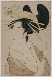 Portrait of a Courtesan Holding a Pipe, mid 1790s