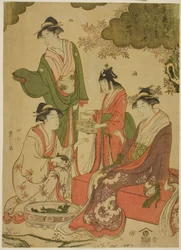 Women Viewing Cherry Blossoms
