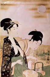 Admiring the moon: two women smoking