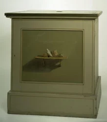 Console Cupboard with a Painted Motif, Shelf with Stones