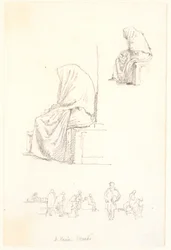 Sketchbook with Studies of a Seated Old Woman and Praying Figures
