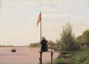 A View of Lake Sortedam from Dosseringen Looking towards the Suburb Nørrebro outside Copenhagen