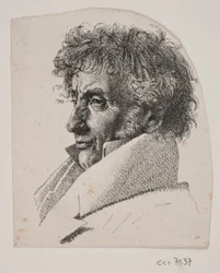 Portrait of master baker Købke; fragment from: Sheet with three portraits: master baker Købke, Sophie Krohn and N. Feilberg
