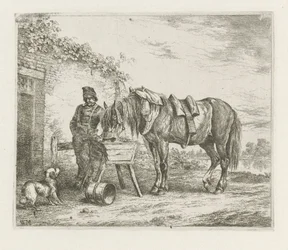Horse by a Feeding Trough