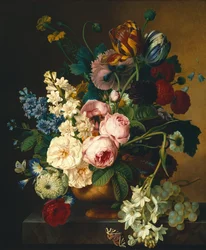 Bouquet of Flowers on a Marble Table