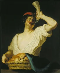 A Baker Blowing his Horn