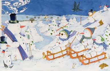 Snowmen Tobogganing