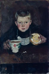 Errand Boy Drinking Coffee