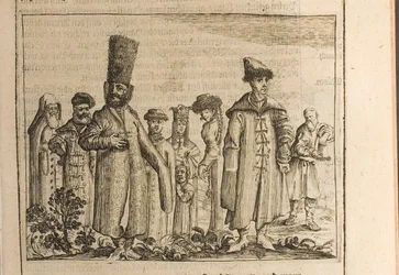 Traditional Dress of Moscovites, Illustration from Travels to the Great Duke of Muscovy and the Kin