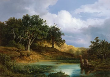 Oaks beside the water