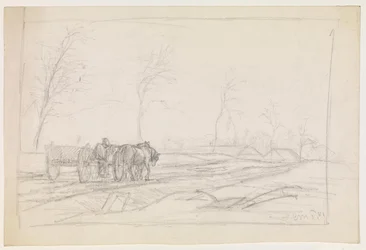 Landscape with Leafless Trees and a Work Cart